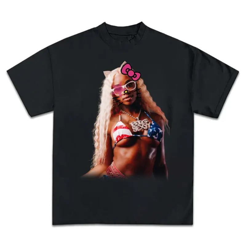 S Red Kitty Super Star Rap Streetwear New - Adult & Kids T-Shirts, Sweatshirts & Hoodies apparel design preview 1
