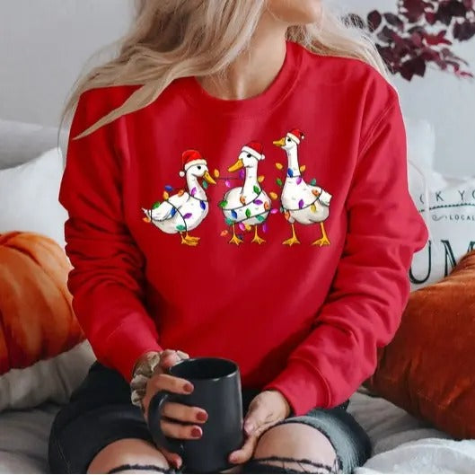 SANTA Claus Merry Bright Duck - Adult & Kids T-Shirts, Sweatshirts & Hoodies apparel design preview 1