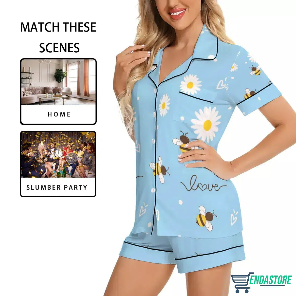 SHORT Cartoon Cute Bee Daisy Pajama Set 3D Sweater - Gift Idea product image 4