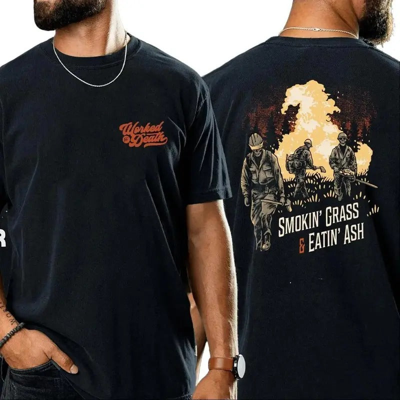 SMOKIN' GRASS EATIN' ASH Dad Mom Him Her Friends Y2k - Adult & Kids T-Shirts, Sweatshirts & Hoodies apparel design preview 1