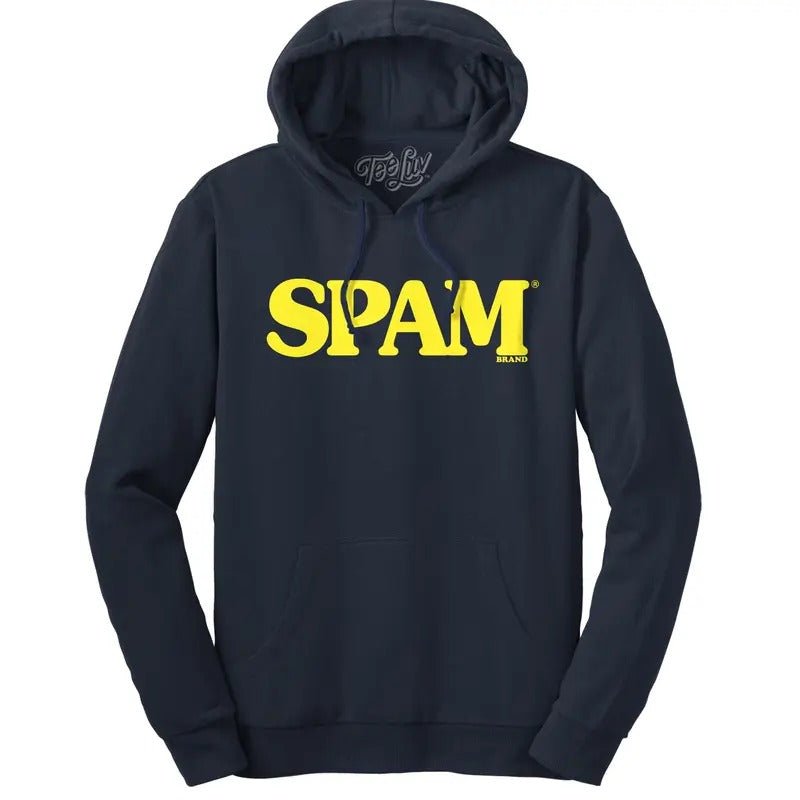 SPAM Logo Hooded Navy Blue - Adult & Kids T-Shirts, Sweatshirts & Hoodies apparel design preview 1