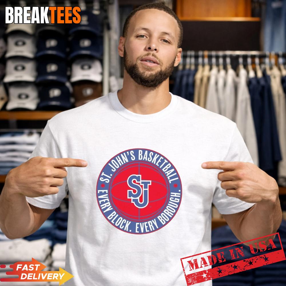 ST John's Red Storm Basketball Every Block Borough - Adult & Kids T-Shirts, Sweatshirts & Hoodies apparel design preview 1