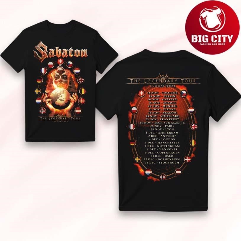 Sabaton Flags of Europe 2025 Tour Two Sided - Adult & Kids T-Shirts, Sweatshirts & Hoodies apparel design preview 1