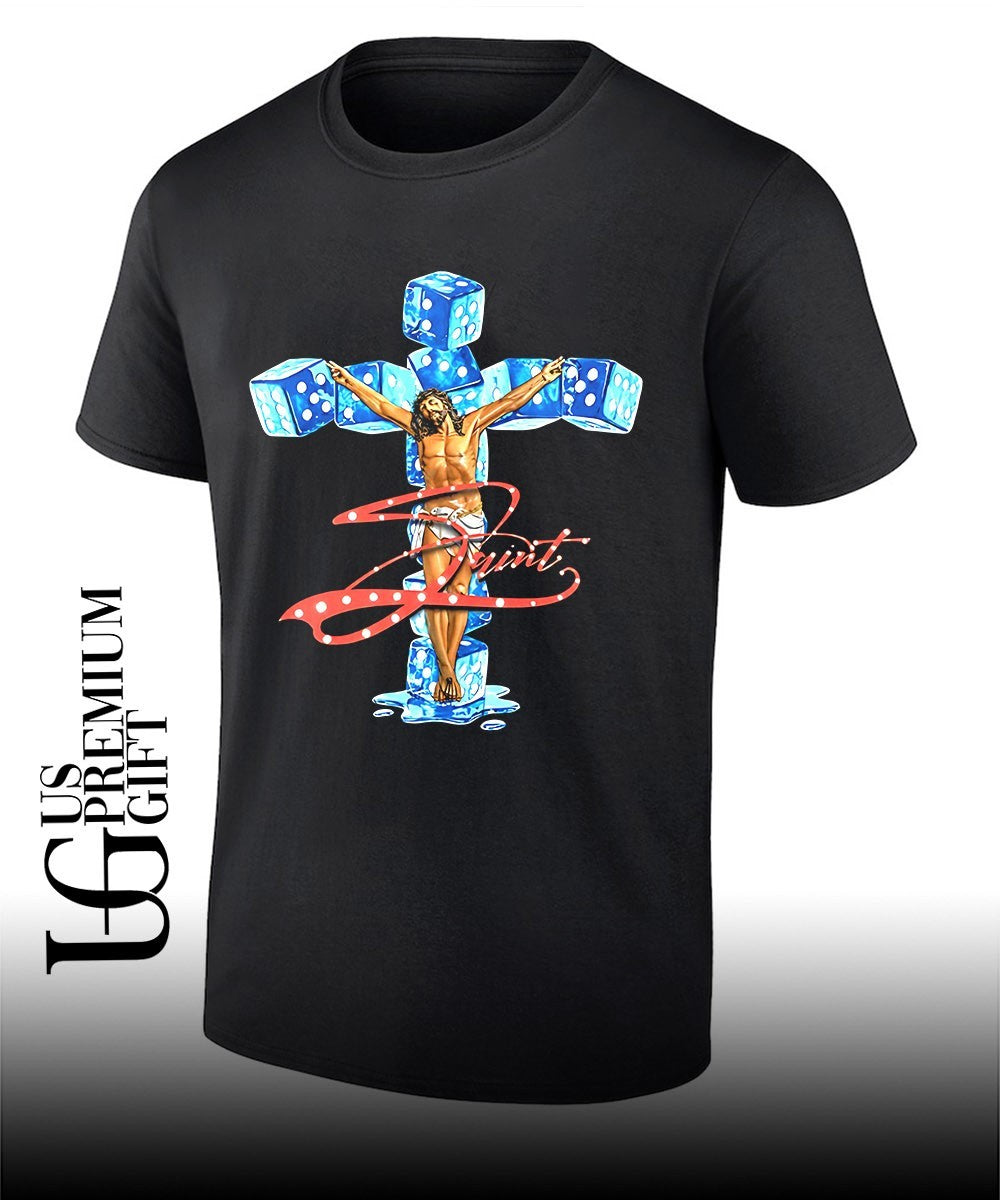 Saint Jesus Christ on a Cross Made of Ice Dice - Adult & Kids T-Shirts, Sweatshirts & Hoodies apparel design preview 1