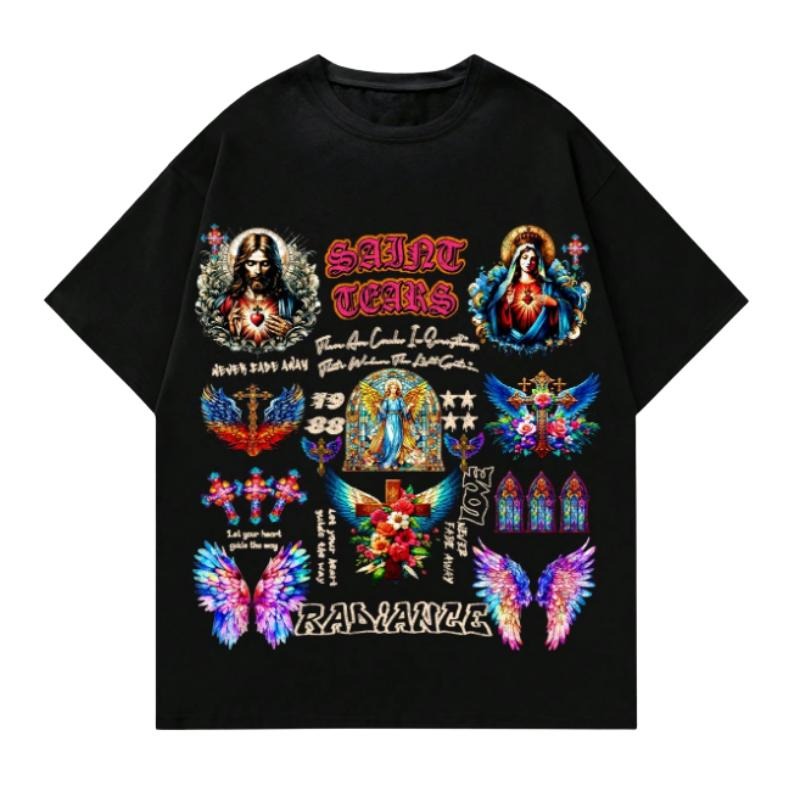 Saint Tears Gothic Y2K Jesus Angel Wings Christian - Adult & Kids T-Shirts, Sweatshirts & Hoodies apparel design preview 1