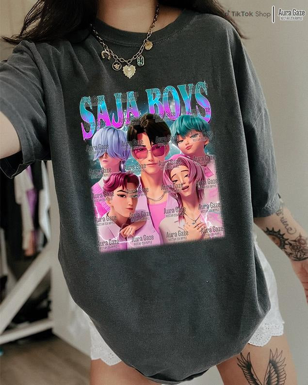 Saja KPop Demon Hunters Comfort Colors Fan Retro - Adult & Kids T-Shirts, Sweatshirts & Hoodies apparel design preview 1