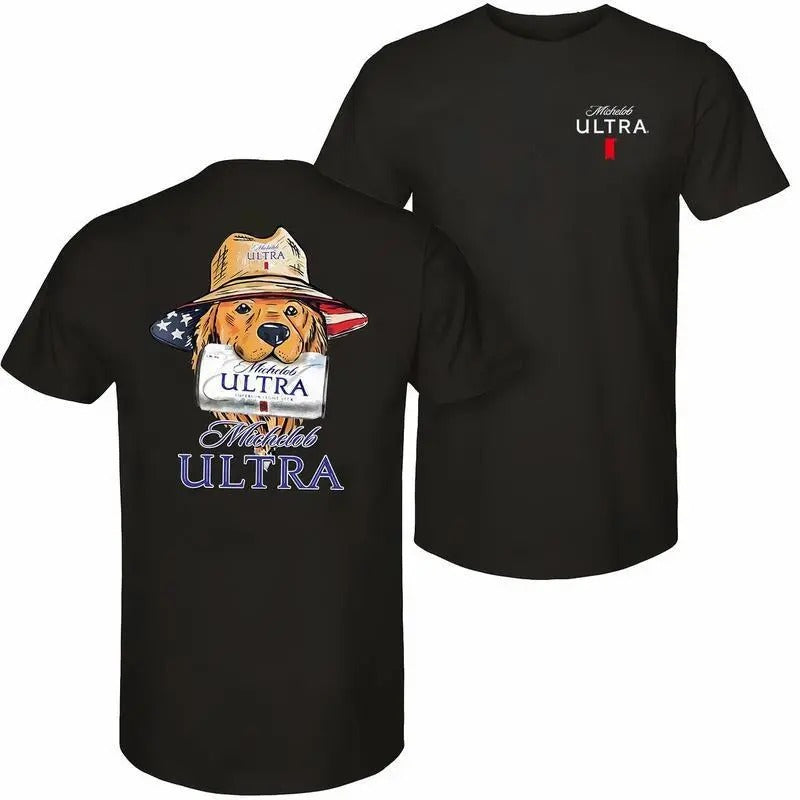 Michelob Ultra Comfort Colors Patriotic Dog 2 Sided - Adult & Kids T-Shirts, Sweatshirts & Hoodies apparel design preview 1