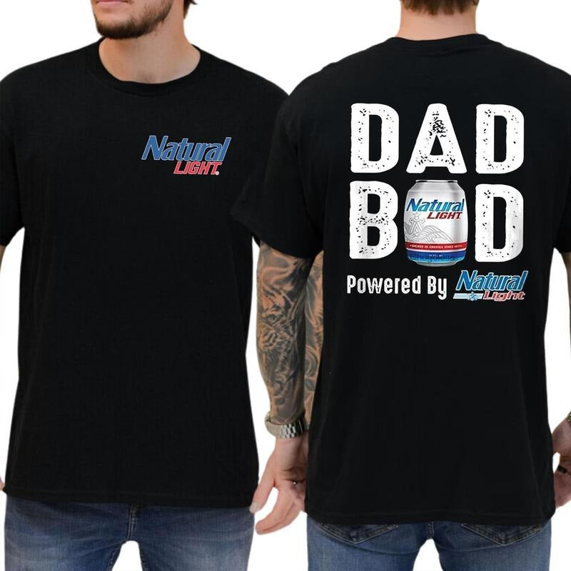 Natural Lite Dad Bod Powered Light 2 Sided Funny Beer - Adult & Kids T-Shirts, Sweatshirts & Hoodies apparel design preview 1