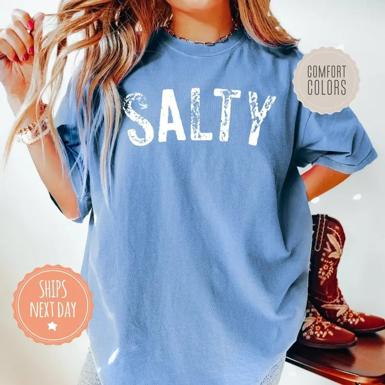 Salty Beach Please Comfort Colors Casual Soft Cotton - Adult & Kids T-Shirts, Sweatshirts & Hoodies apparel design preview 1
