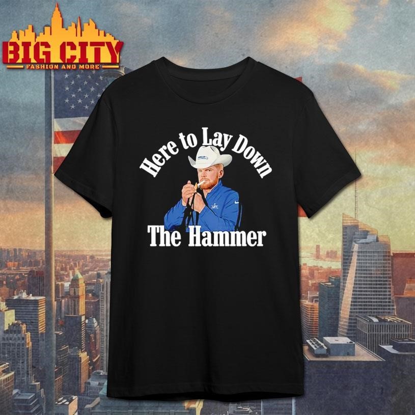 Sam Darnold Wearing Here To Lay Down The Hammer - Adult & Kids T-Shirts, Sweatshirts & Hoodies apparel design preview 1