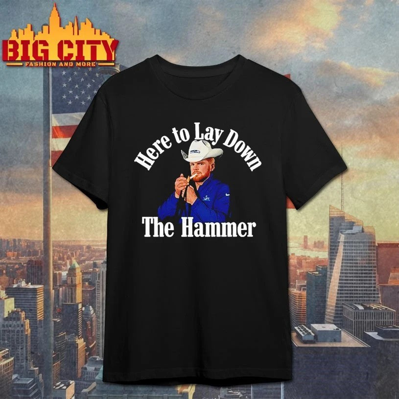 Sam Darnold Wearing Here To Lay Down The Hammer - Adult & Kids T-Shirts, Sweatshirts & Hoodies apparel design preview 1