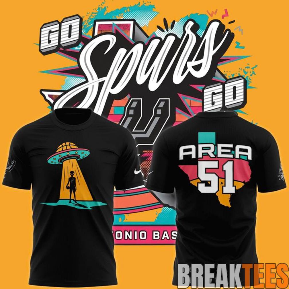 San Antonio Spurs Fiesta Alien Landing - Adult & Kids T-Shirts, Sweatshirts & Hoodies apparel design preview 1