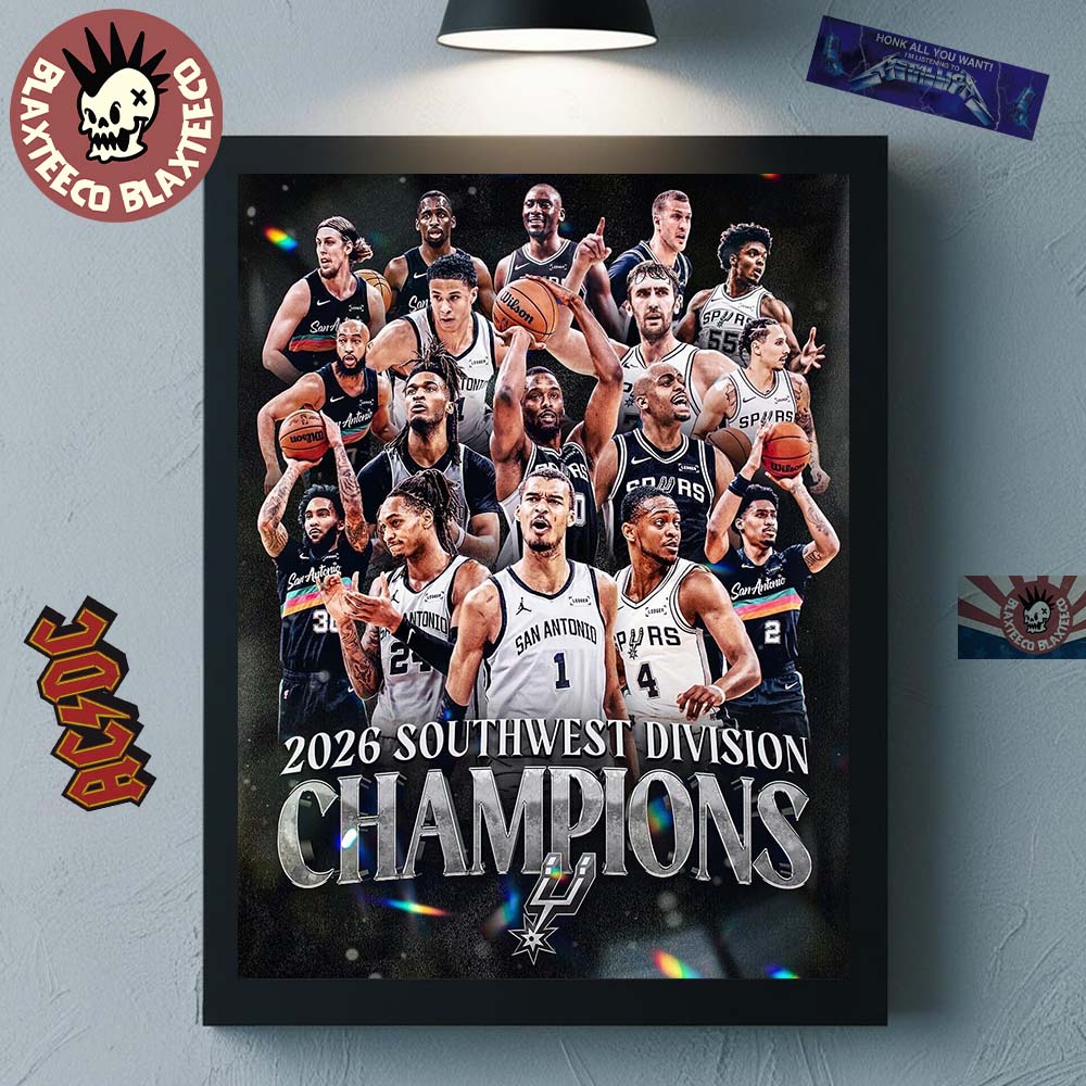 San Antonio Spurs NBA 2026 Southwest Division - Adult & Kids T-Shirts, Sweatshirts & Hoodies apparel design preview 1