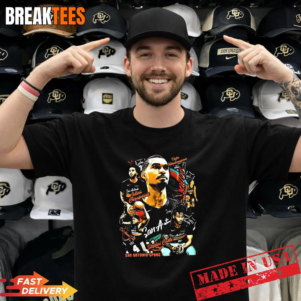 San Antonio Spurs NBA Victor Wembanyama and teams - Adult & Kids T-Shirts, Sweatshirts & Hoodies apparel design preview 1