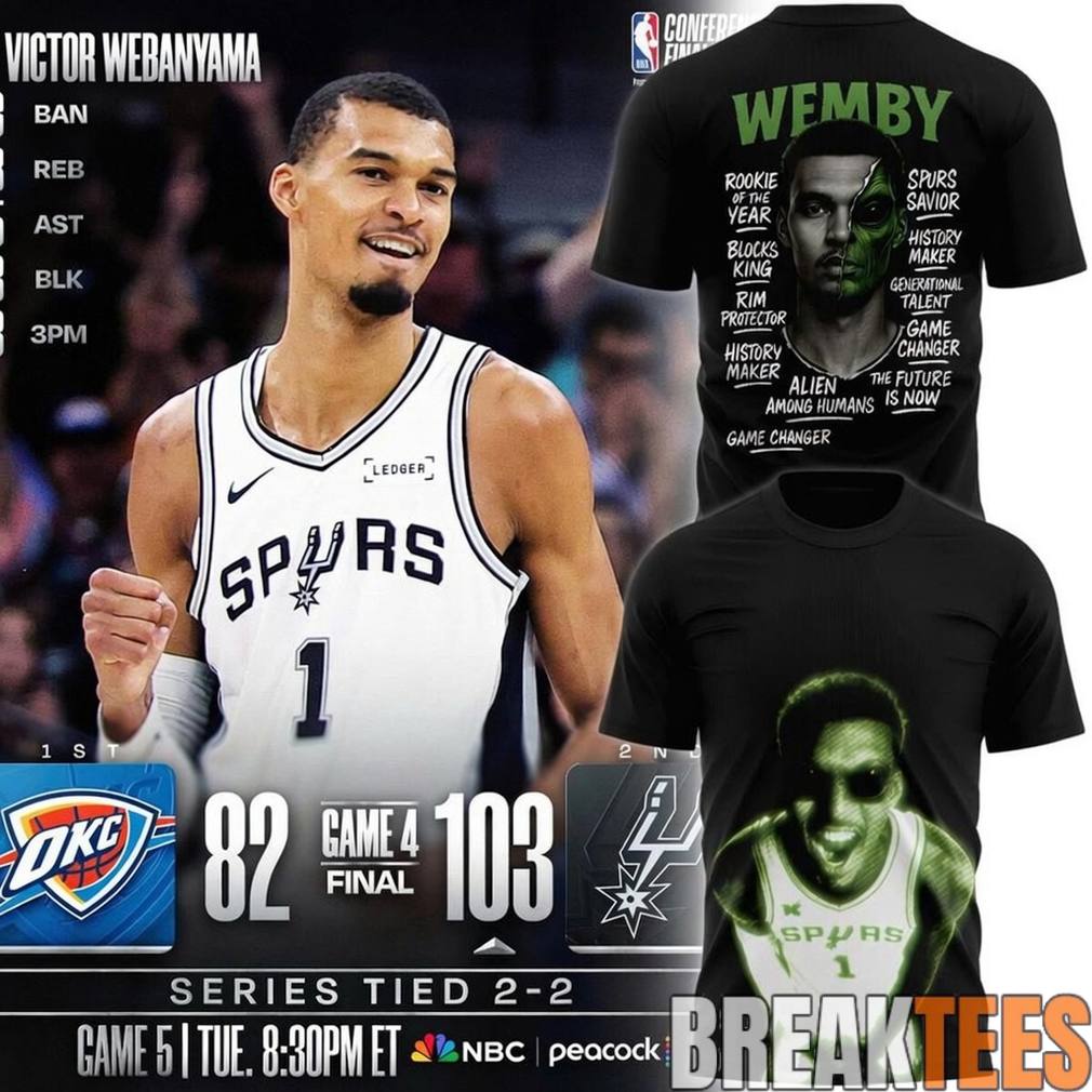 San Antonio Spurs Victor Wembanyama Wemby Alien 2026 - Adult & Kids T-Shirts, Sweatshirts & Hoodies apparel design preview 1