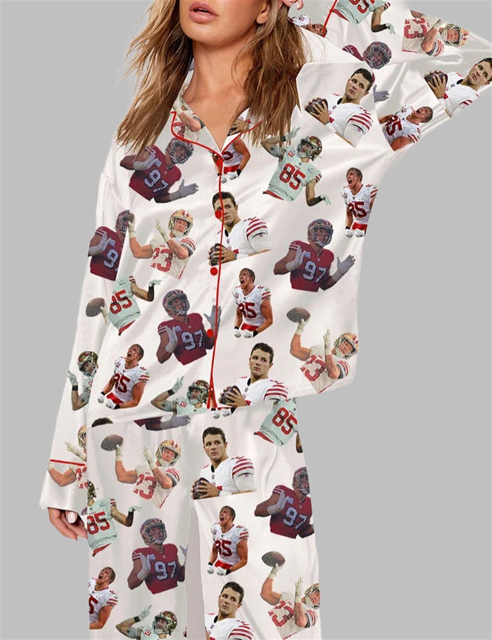 Long San Francisco Football Pajama Set 3D Sweater - Gift for Sports & Hobby Fans product image