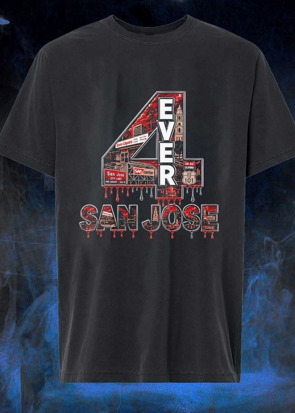 San Jose 4 Ever California US 101 Econo Liquors SAP - Adult & Kids T-Shirts, Sweatshirts & Hoodies apparel design preview 1