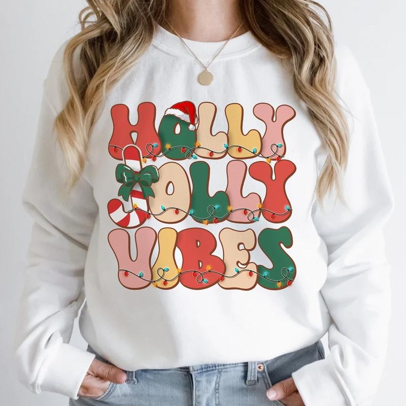 Sandjest Holly Jolly Retro Vintage Groovy Xmas - Adult & Kids T-Shirts, Sweatshirts & Hoodies apparel design preview 1