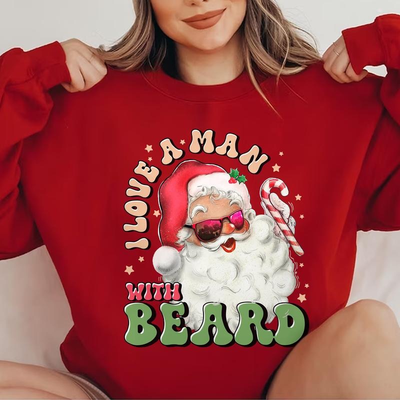 Sandjest I Love Man Beard Santa Funny Cute Xmas - Adult & Kids T-Shirts, Sweatshirts & Hoodies apparel design preview 1