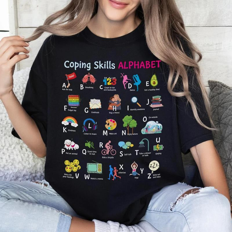 Sandjest Inspirational Coping Skills Alphabet Girl - Adult & Kids T-Shirts, Sweatshirts & Hoodies apparel design preview 1
