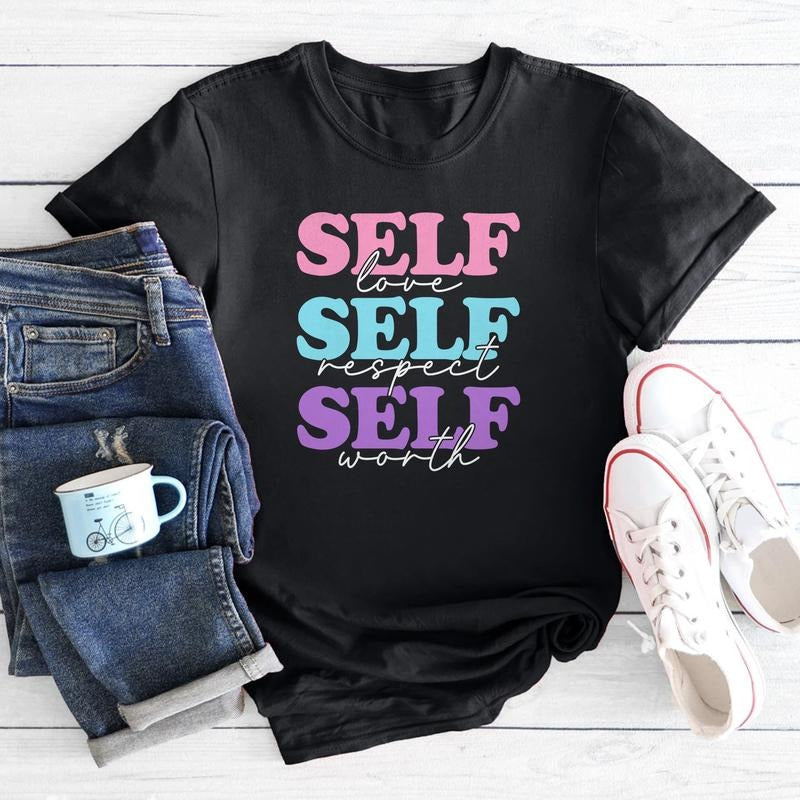 Sandjest Motivational Self Love Respect Worth Female - Adult & Kids T-Shirts, Sweatshirts & Hoodies apparel design preview 1