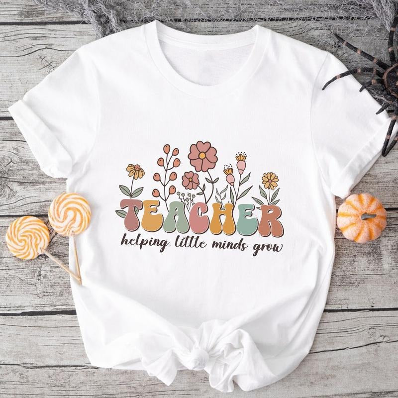 Sandjest Teacher Helping Little Mind Grow Teachers - Adult & Kids T-Shirts, Sweatshirts & Hoodies apparel design preview 1