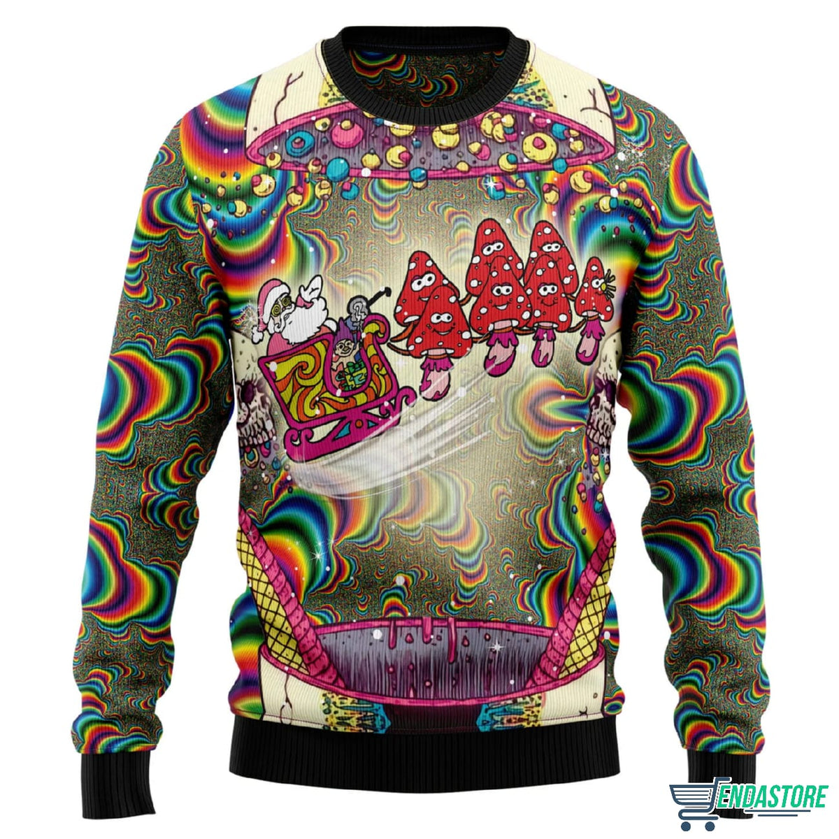 Santa And Mushroom 3D Ugly Christmas Sweater - Holiday Gift product image