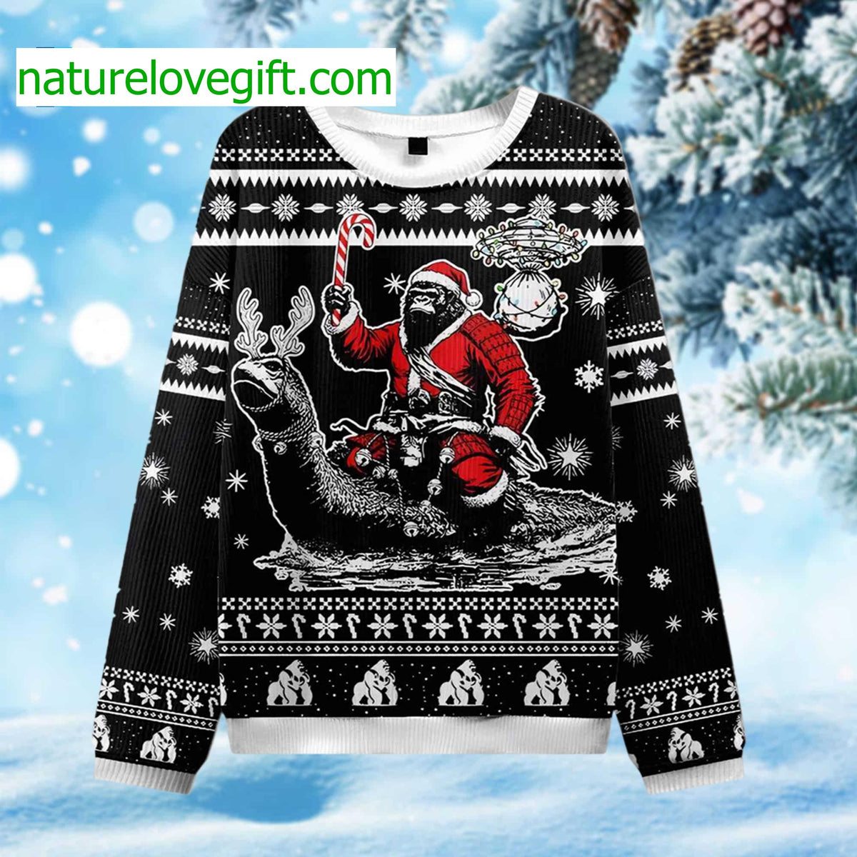 Santa Bigfoot Ugly Christmas Sweater - Holiday Gift product image