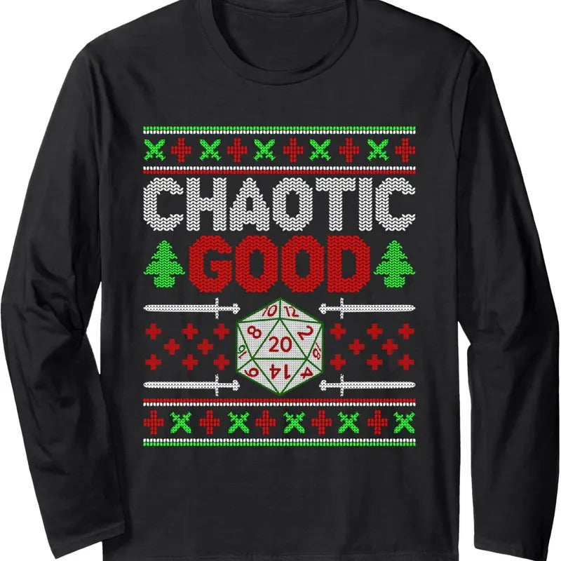 Santa Chaotic Good D20 Ugly Tabletop - Adult & Kids T-Shirts, Sweatshirts & Hoodies apparel design preview 1