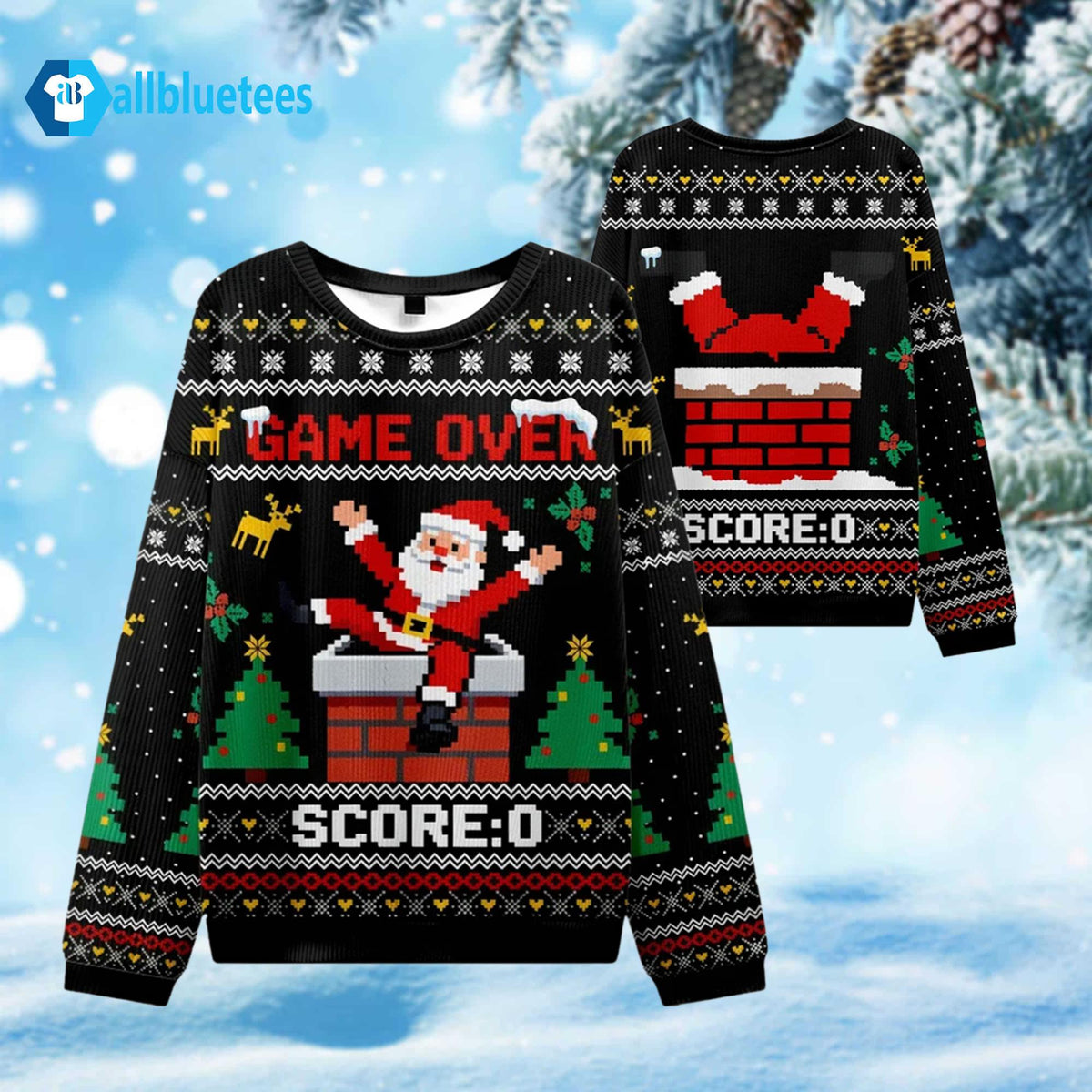 Santa Claus Game Over Score 0 Ugly Christmas Sweater - Holiday Gift product image