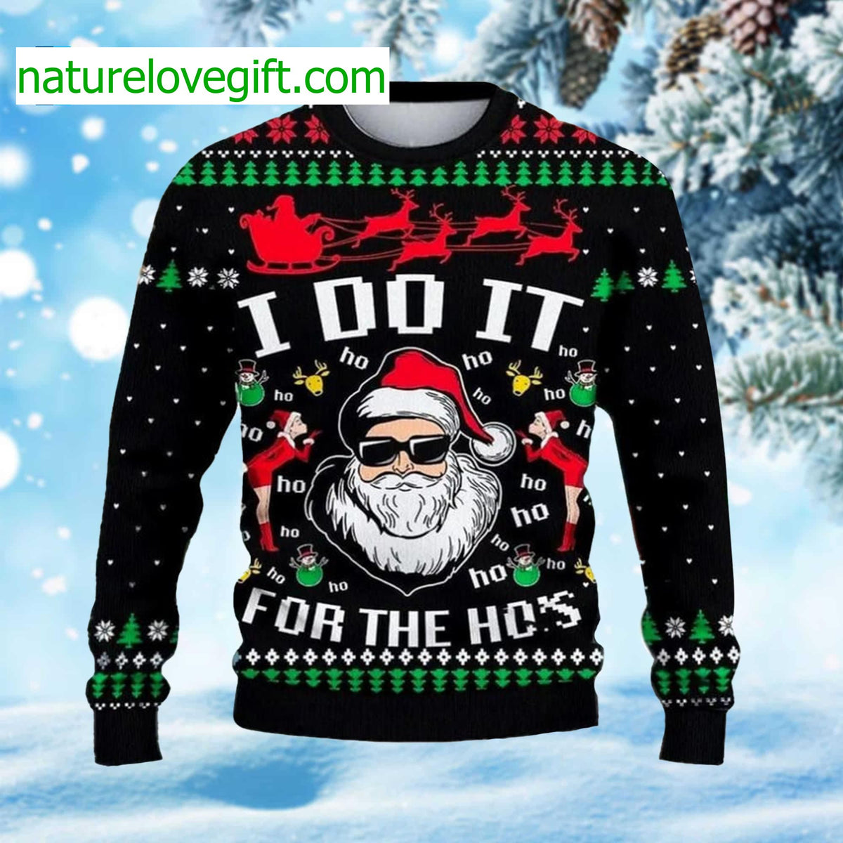 Santa Claus I Do It For The Hos Ugly Christmas Sweater - Holiday Gift product image