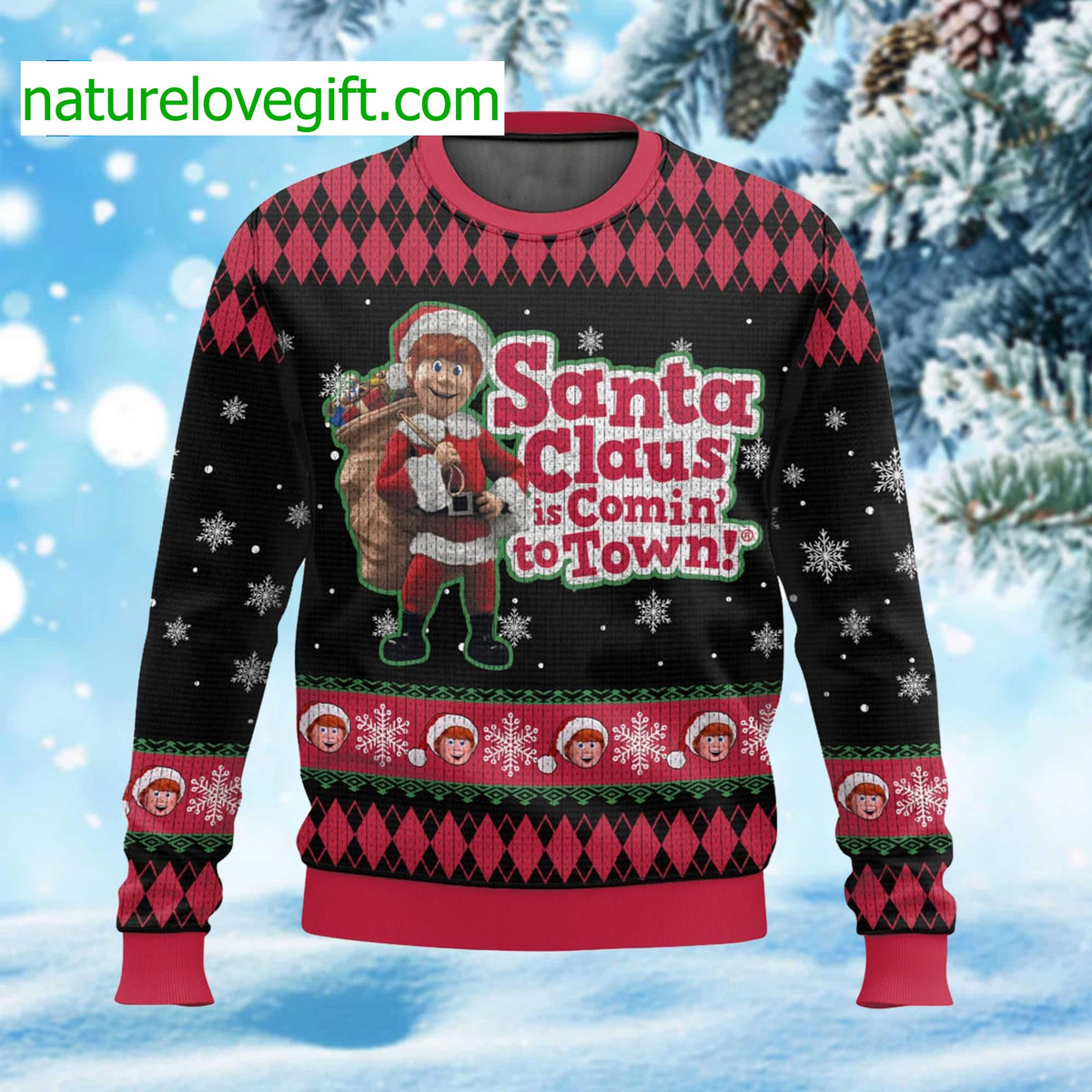 Santa Claus Is Comin’ To Town Ugly Christmas Sweater - Holiday Gift product image