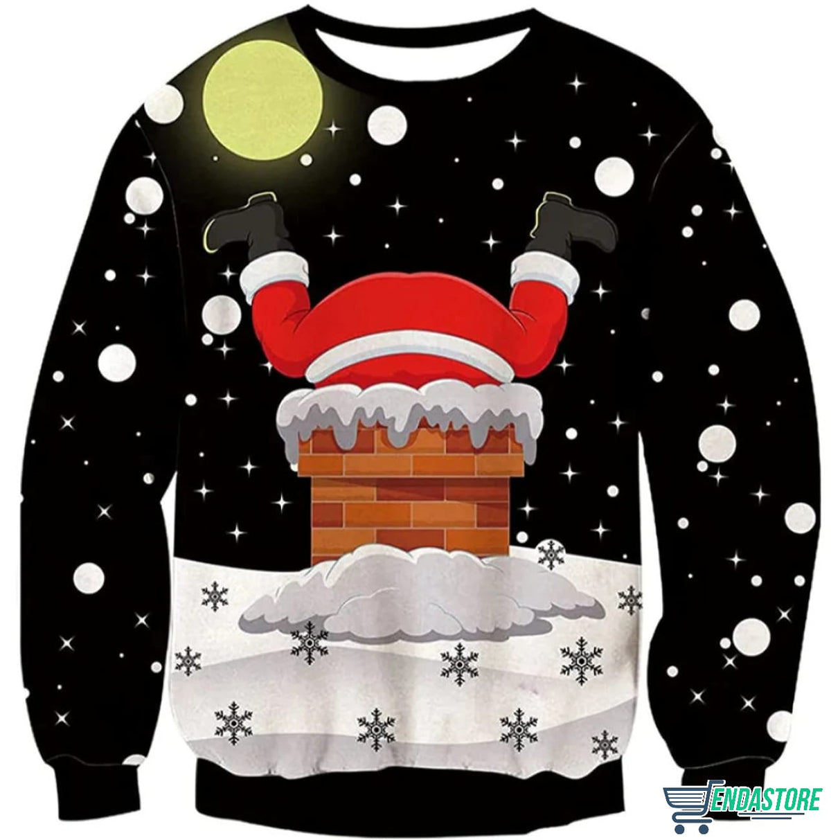 Santa Claus Stuck In Chimney 3D Christmas Sweater - Holiday Gift product image