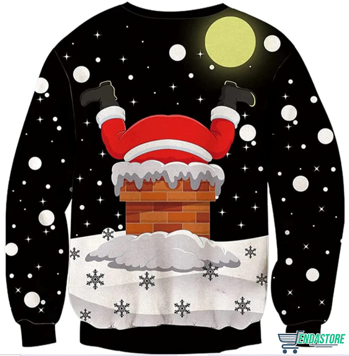 Santa Claus Stuck In Chimney 3D Christmas Sweater - Holiday Gift product image 2