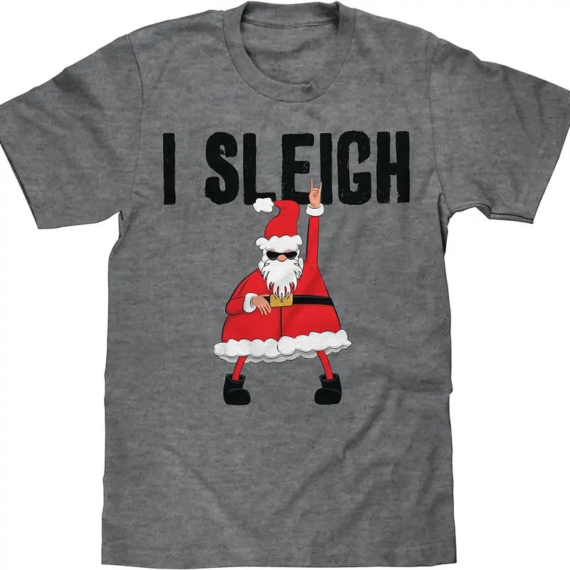 Santa I Sleigh Gray - Adult & Kids T-Shirts, Sweatshirts & Hoodies apparel design preview 1