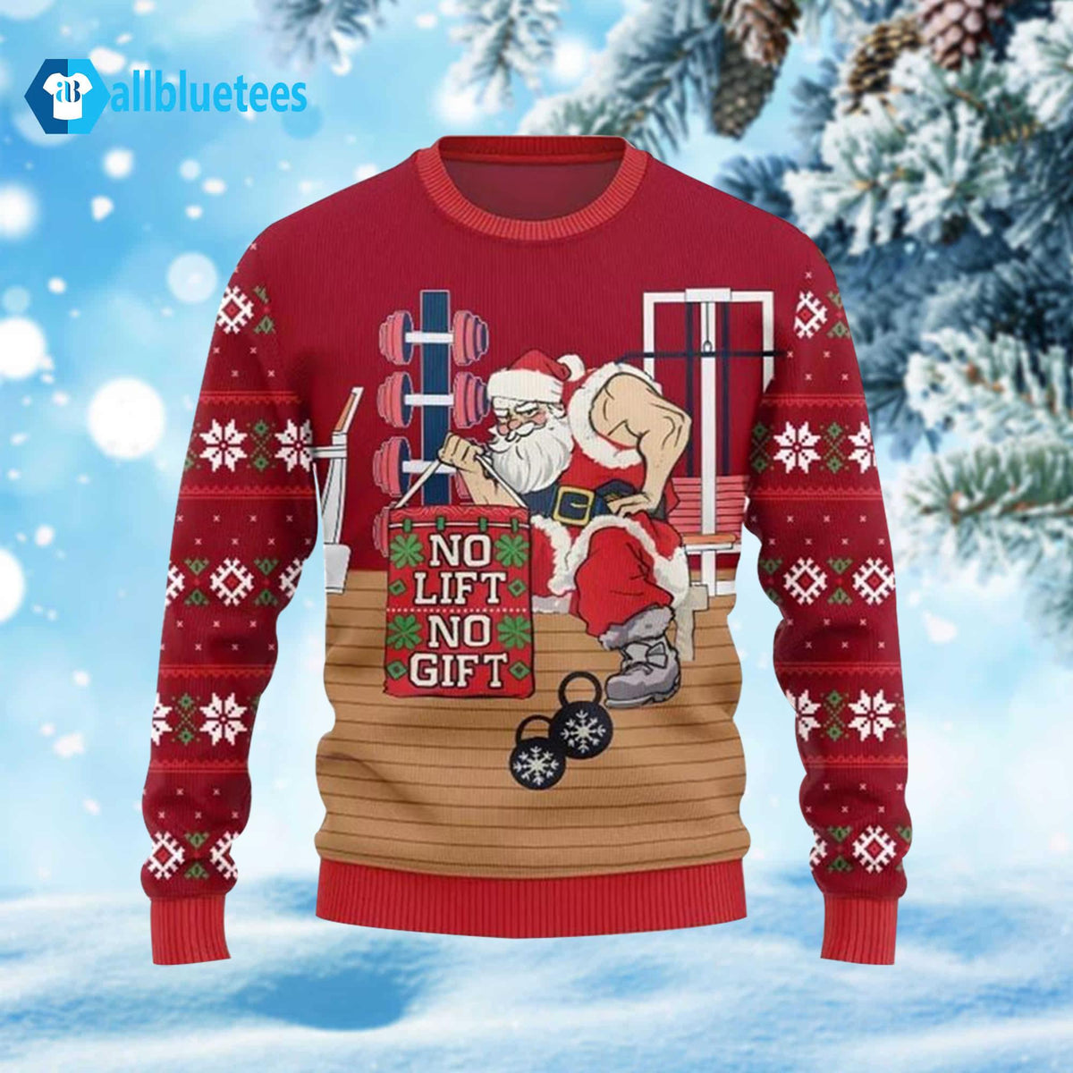 Santa No Lift No Gift Ugly Christmas Sweater - Holiday Gift product image