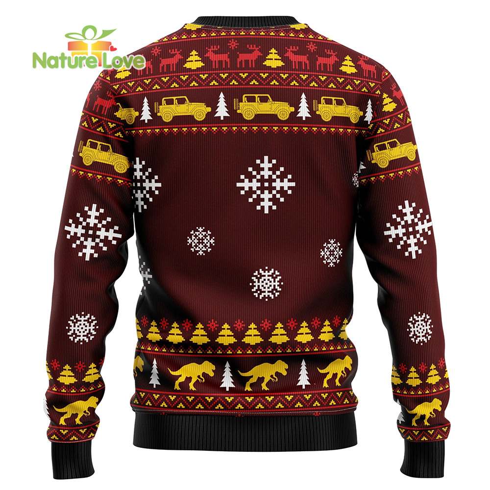Santa Riding Dinosaur T Rex Santassic Park Ugly Christmas Sweater - Holiday Gift product image 2