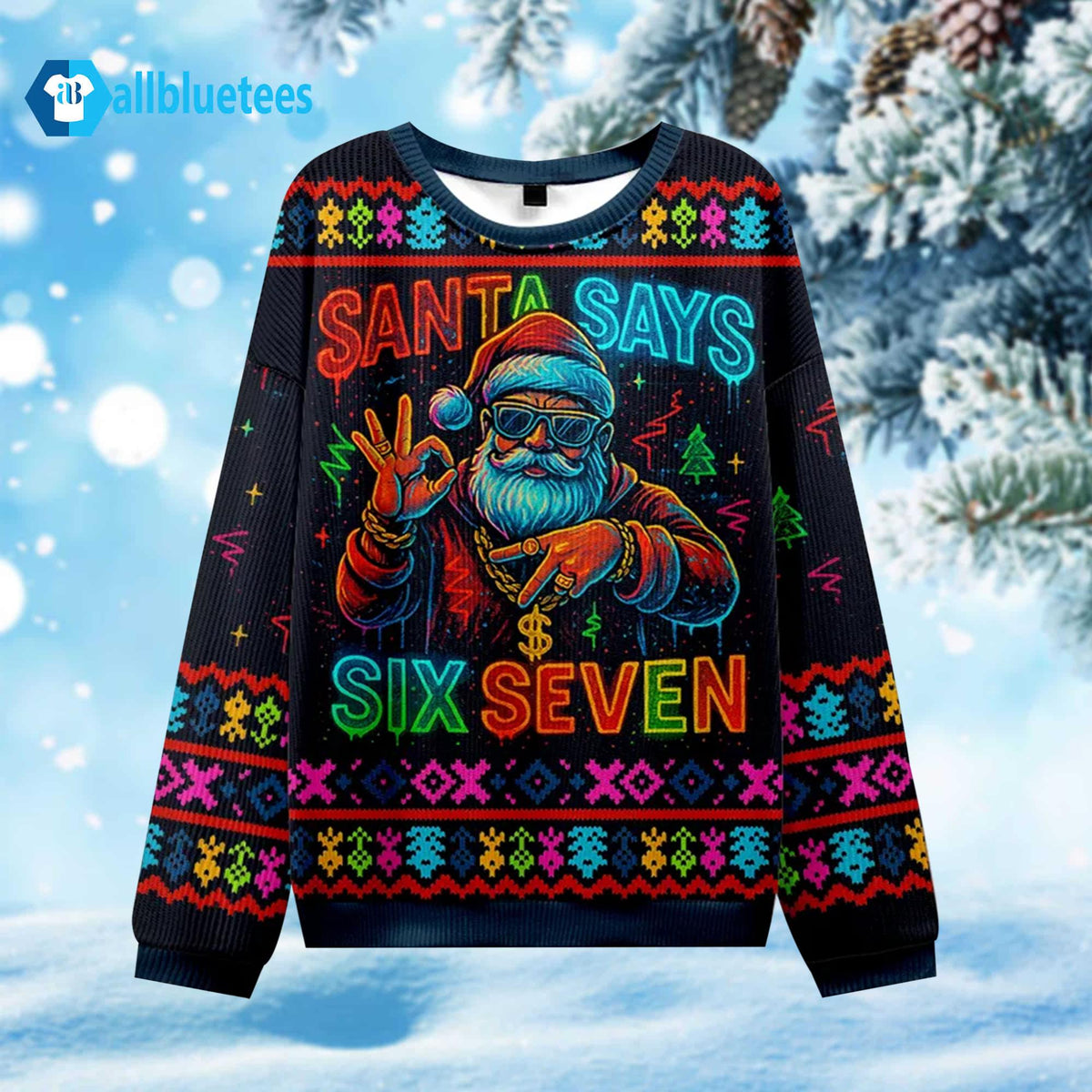 Santa Says Six Seven Ugly Christmas Sweater - Holiday Gift product image