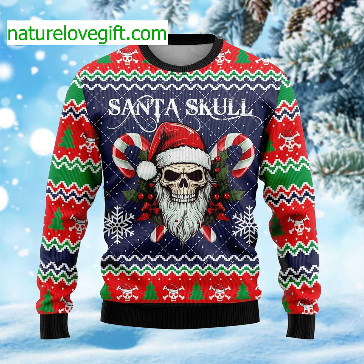 Santa Skull Ugly Christmas Sweater - Holiday Gift product image
