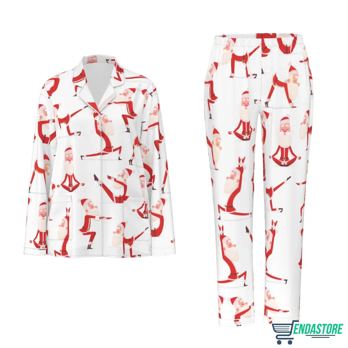 Santa Yoga Satin Pajama Set 3D Christmas Sweater - Holiday Gift product image 2