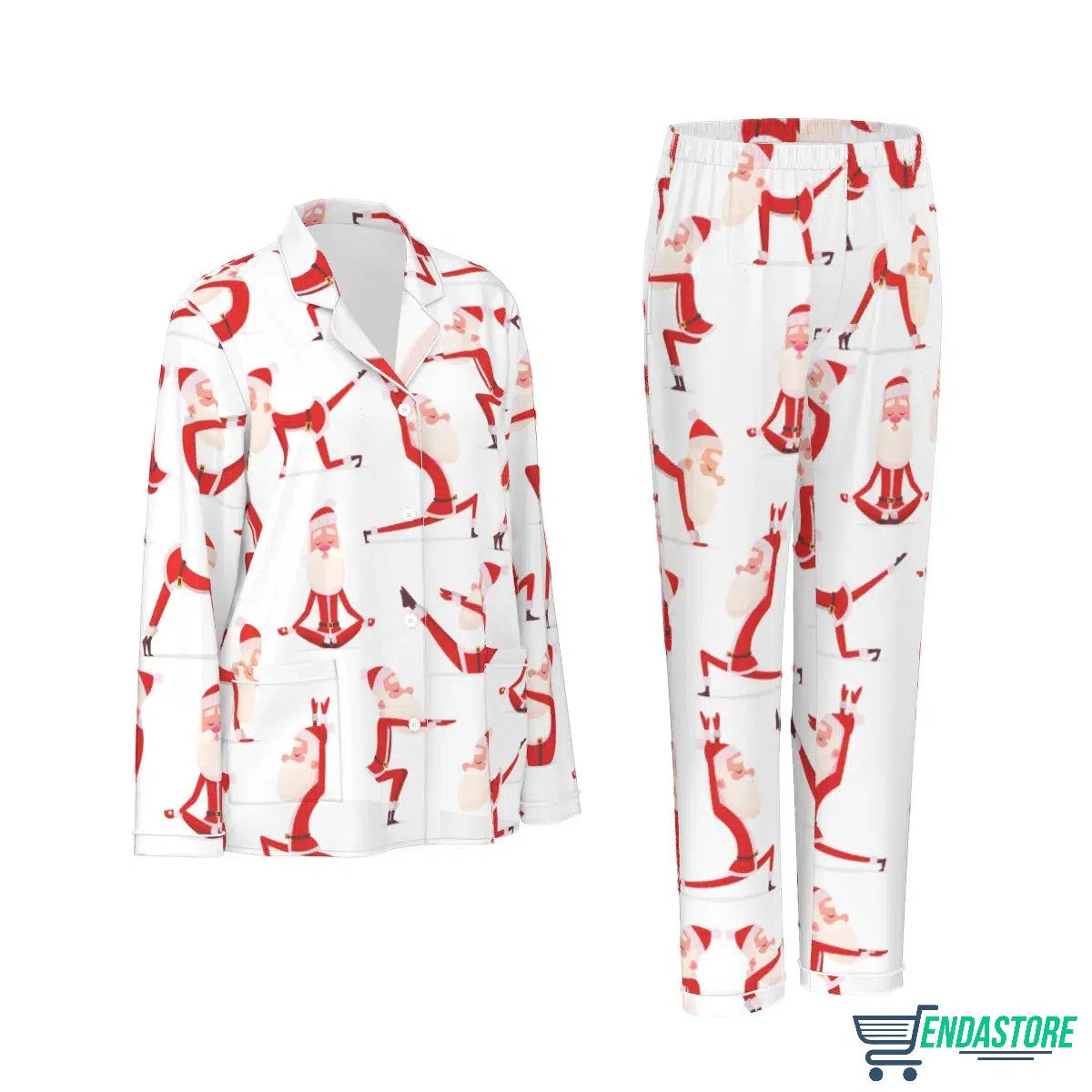 Santa Yoga Satin Pajama Set 3D Christmas Sweater - Holiday Gift product image 4
