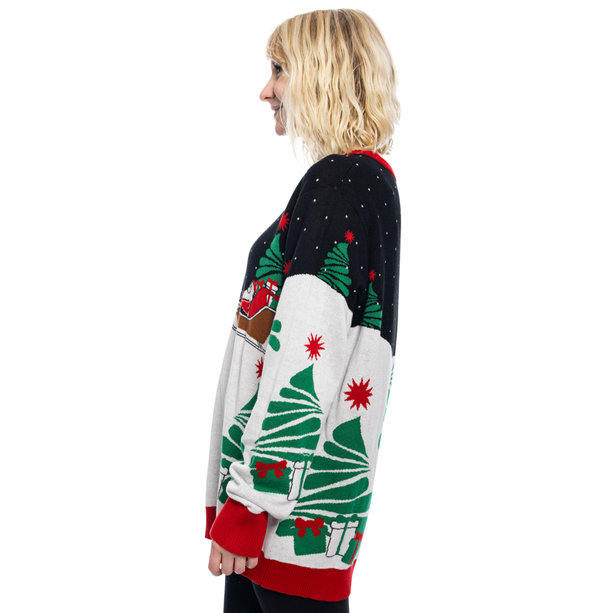 Santa on Sleigh T-Rex Christmas Sweater - Holiday Gift product image 3