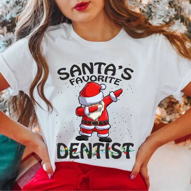 Santa'S Favorite Dentist Student Dental Squad Xmas - Adult & Kids T-Shirts, Sweatshirts & Hoodies apparel design preview 1