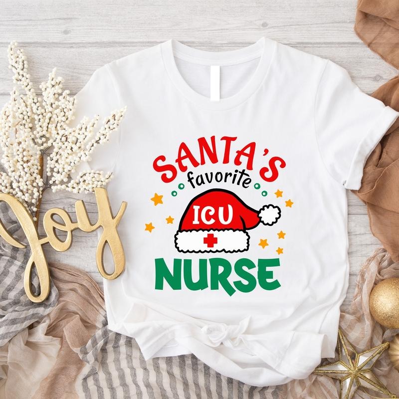Santa'S Favorite ICU Nurse Intensive Care Unit - Adult & Kids T-Shirts, Sweatshirts & Hoodies apparel design preview 1