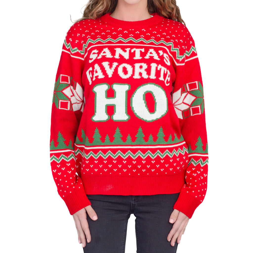 Santa's Favorite HO Ugly Christmas Sweater - Holiday Gift product image