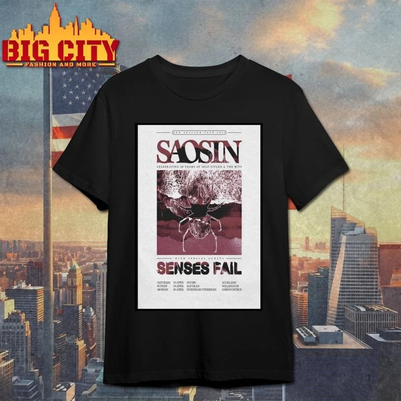 Saosin 2026 New Zealand Tour Poster - Adult & Kids T-Shirts, Sweatshirts & Hoodies apparel design preview 1
