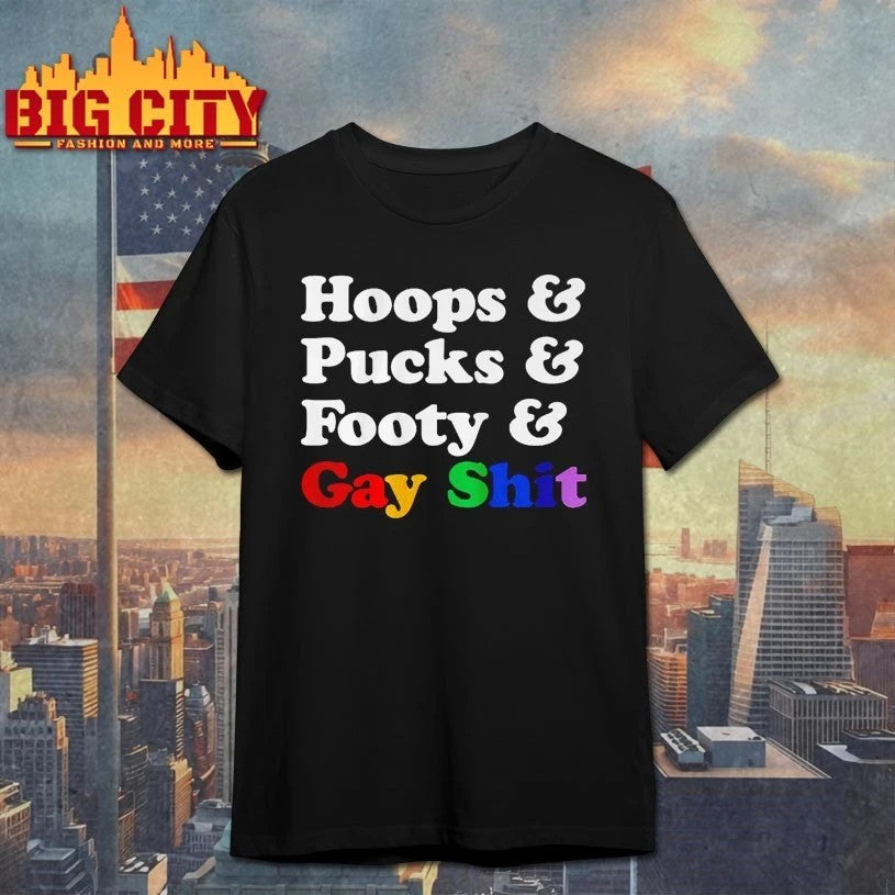 Sarah Spain Hoops Pucks Footy Gay Shit - Adult & Kids T-Shirts, Sweatshirts & Hoodies apparel design preview 1