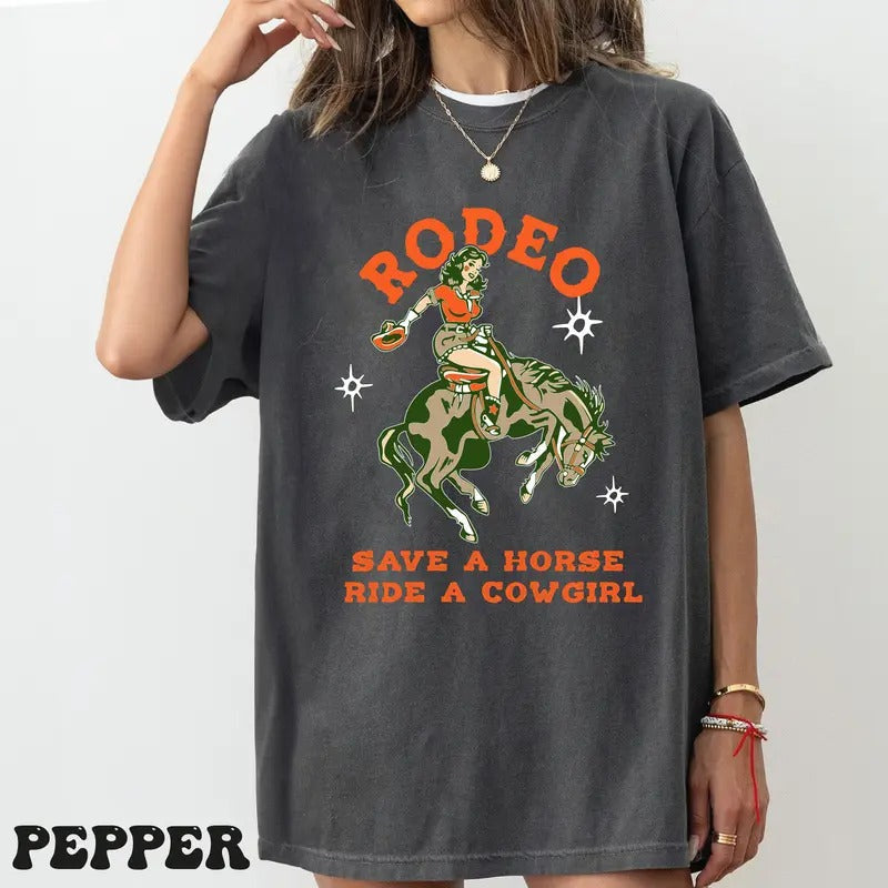 Save Horse Ride Cowgirl Lesbian Funny LGBT Pride - Adult & Kids T-Shirts, Sweatshirts & Hoodies apparel design preview 1