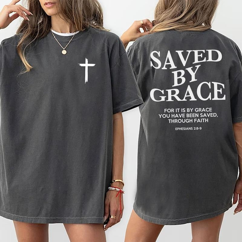 Saved Grace 2 Sided Jesus Lover Religious Christian - Adult & Kids T-Shirts, Sweatshirts & Hoodies apparel design preview 1