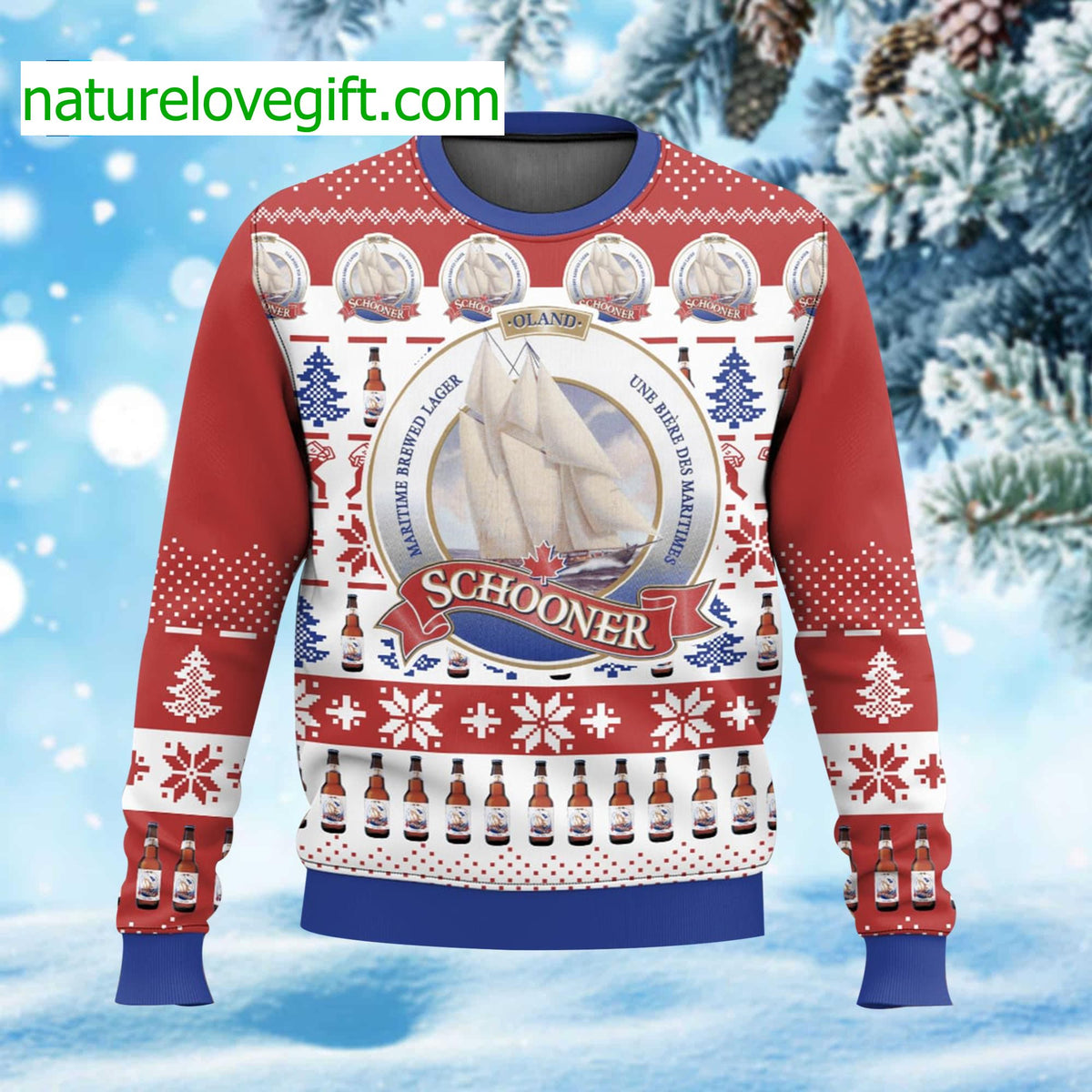 Schooner Beer Ugly Christmas Sweater - Holiday Gift product image